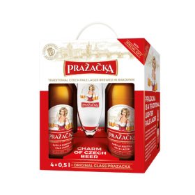   Prazacka Pale Lager sör Pack (4 x 0,5 l üveges sör+1 pohár)
