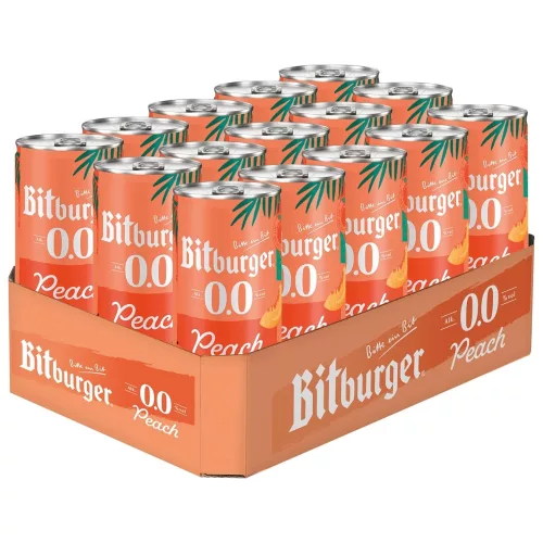 Bitburger 0,0% Peach alkoholmentes barack ízesítésű sör 0,33 l dobozos