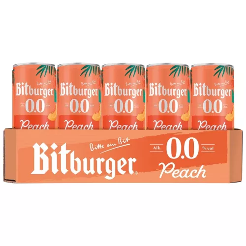 Bitburger 0,0% Peach alkoholmentes barack ízesítésű sör 0,33 l dobozos