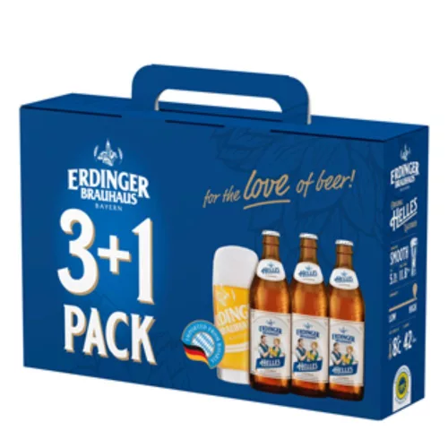 Erdinger Brauhaus Helles sör pack (3 x 0,5 l üveges +1 pohár) 