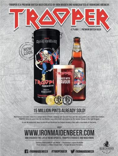 Trooper Csomag (8xTrooper Ale sör 4,7% 0,5 L üveges+ 1 Iron Maiden rum  40% 0,7 l)