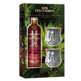   Centenario 20 Fundación rum díszdoboz 2 pohárral 40% 0,7 L