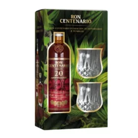   Centenario 20 Fundación rum díszdoboz 2 pohárral 40% 0,7 L